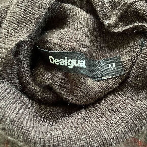 Desigual Long Freya Turtleneck Tunic Sweater Knit Chiffon $122 M - Picture 8 of 8